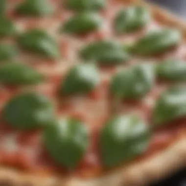 Fresh basil leaves add a burst of flavor to Aldi keto pizza