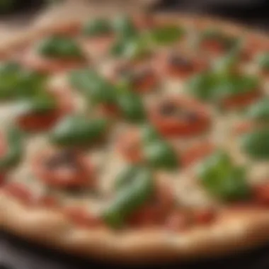 Finishing Touches with Fresh Basil Aldi pizza with fresh basil garnish