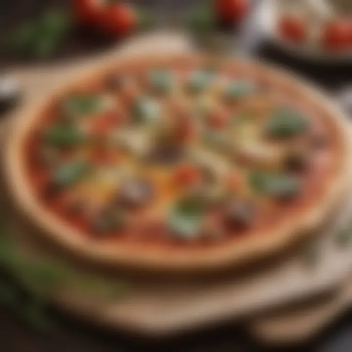 Aldi Veggie Pizza plated elegantly with fresh ingredients around
