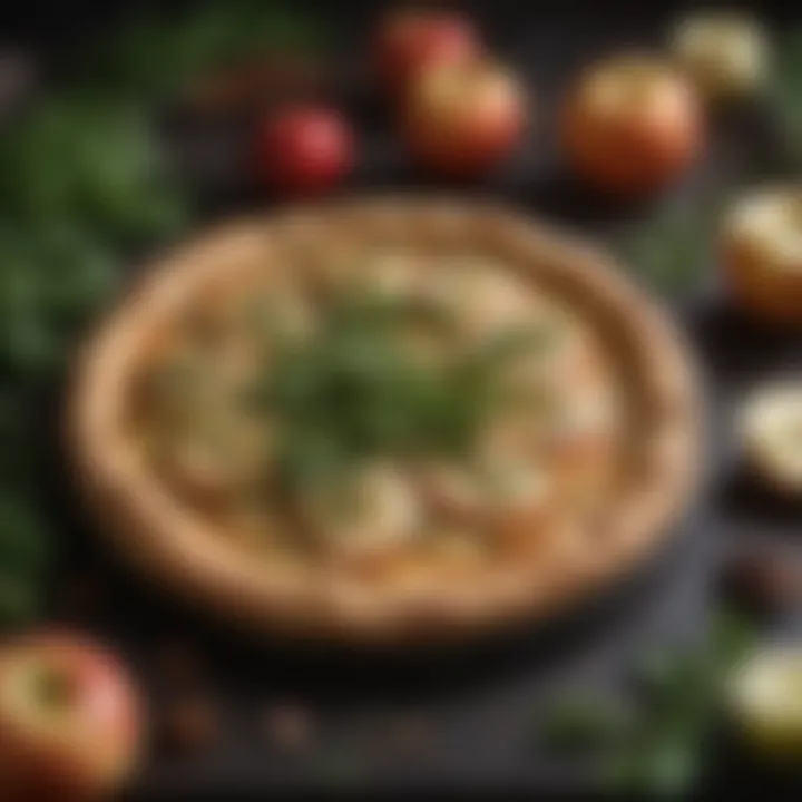 Apple Pizza Garnished with Fresh Herbs