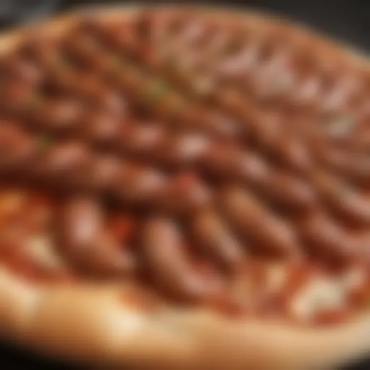 Artisan crafted spicy sausage slices on pizza