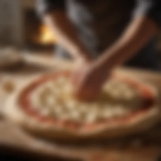 Artisan pizza dough being kneaded