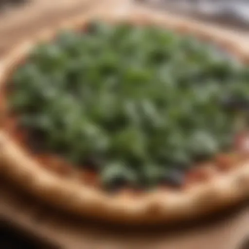 Artisan pizza topped with fresh arugula and balsamic glaze