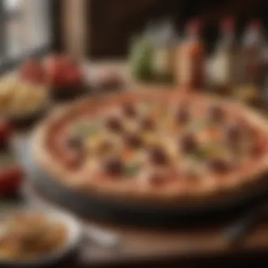 Gourmet Artistry: Rustic Elegance in Every Bite Artisan pizza with gourmet toppings in rustic setting