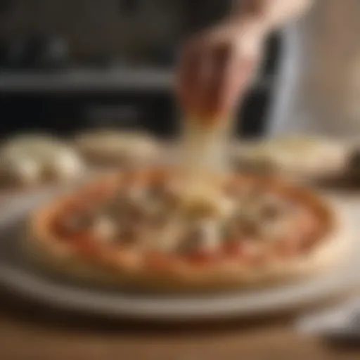 Artisanal pizza dough being expertly kneaded