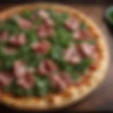 Artisanal pizza topped with fresh arugula and prosciutto