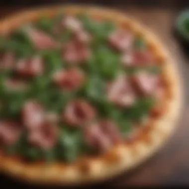 Artisanal pizza topped with fresh arugula and prosciutto