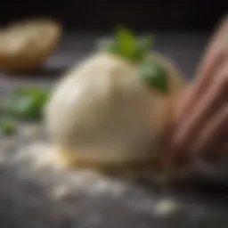 Artisanal Plant-Based Mozzarella Being Stretched