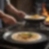 Artisanal tortilla being cooked on cast iron griddle