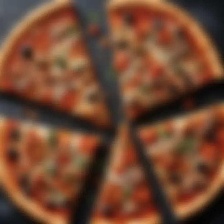 Artistic arrangement of vegan pizza slices