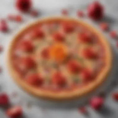 Artistic presentation of a gourmet rose pizza on a marble slab