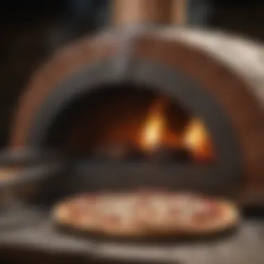 Wood-fired pizza oven in action