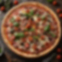 A beautifully crafted pizza with vibrant toppings fresh from the oven