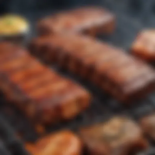 Delicious BBQ ribs being grilled to perfection