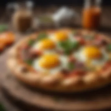 Beautifully Presented Breakfast Pizza A beautifully presented breakfast pizza garnished with herbs.