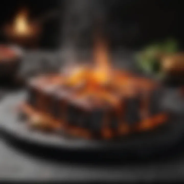 Sizzling flavors on lava cooking stone