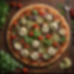 Delicious Cauliflower Pizza Crust topped with fresh herbs and vegetables