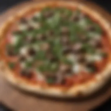 Gourmet pizza with truffle oil drizzle and arugula