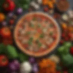 Colorful array of fresh vegetables for pizza toppings