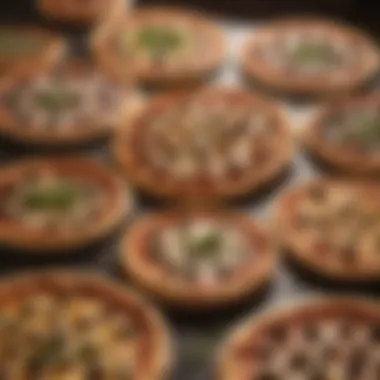 Variety of pizzas displayed at a restaurant