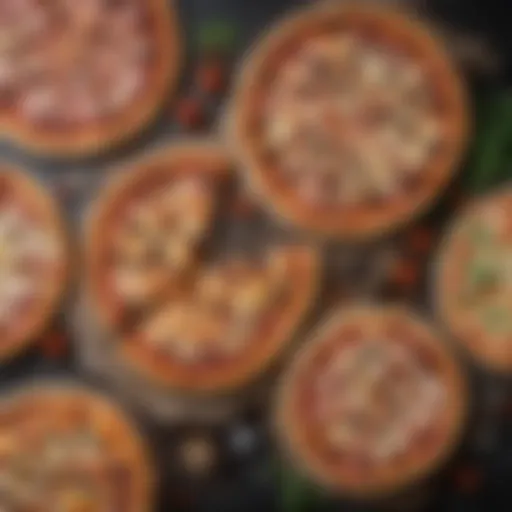 A selection of gourmet frozen pizzas showcasing a variety of toppings