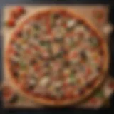 A large pizza with an assortment of toppings