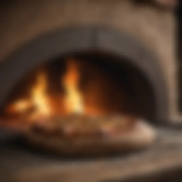 Wood-fired oven with blazing flames