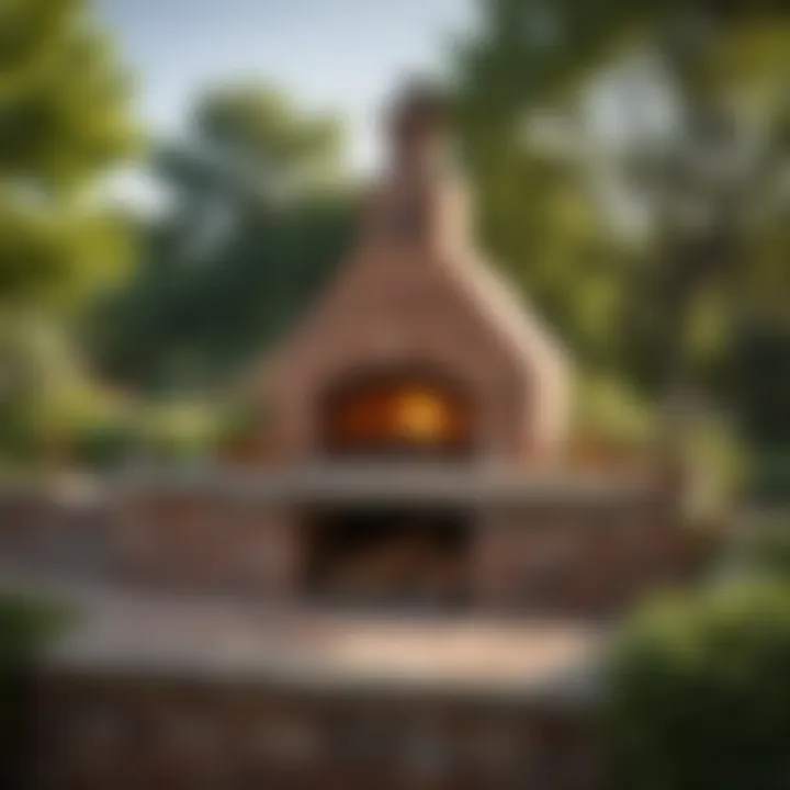 A beautifully constructed outdoor brick oven in a serene garden setting.