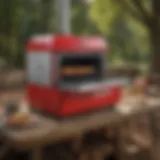 The vibrant red Camp Chef Oven showcasing its elegant design and sturdy build.