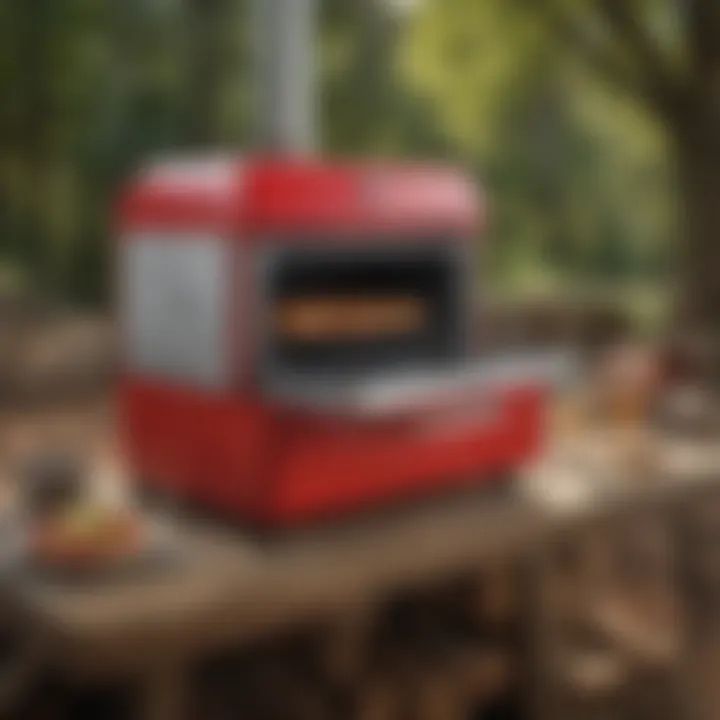 The vibrant red Camp Chef Oven showcasing its elegant design and sturdy build.