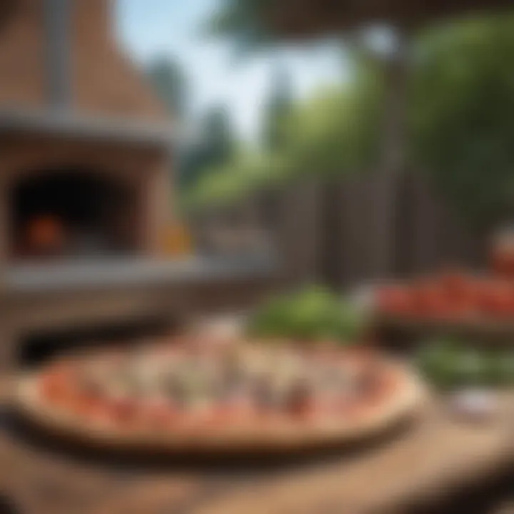 An assortment of fresh ingredients ready for outdoor pizza making