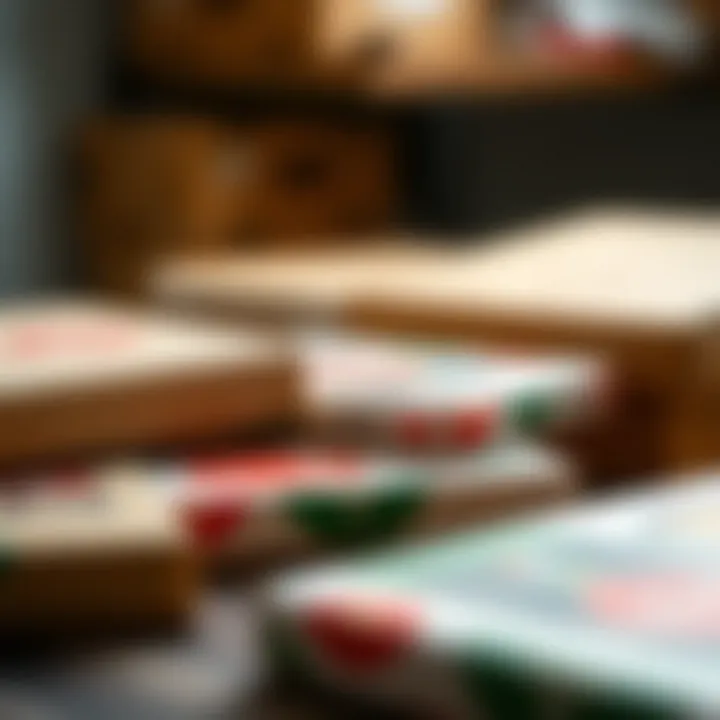 Diverse Materials Used in Pizza Boxes A collection of different pizza box materials