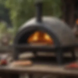 Rustic cast iron pizza oven showcasing artisanal craftsmanship