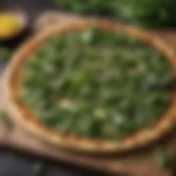 Delicious Cauliflower Pizza Crust topped with fresh arugula