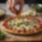 Cauliflower pizza crust being prepared