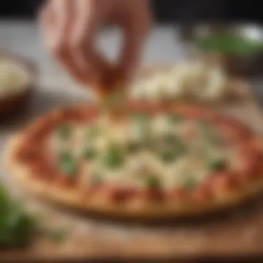 Cauliflower pizza crust being prepared