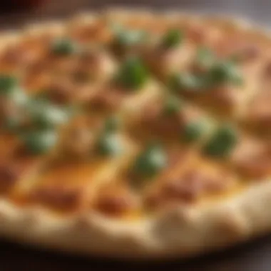 Close-up of golden-brown cauliflower pizza crust