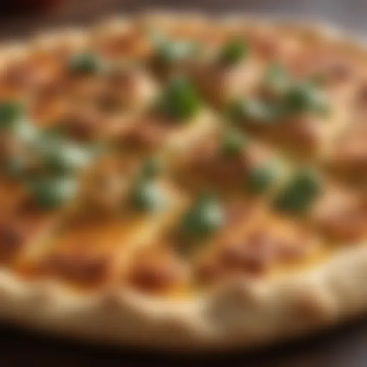 Close-up of golden-brown cauliflower pizza crust