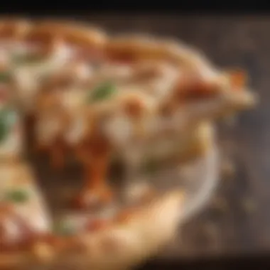 A slice of Chicken Parm Pizza showcasing layers of chicken and cheese