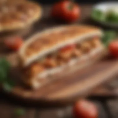 Artfully Crafted Chicken Pizza Sandwich with a Kick of Spicy Pepperoni Artisanal Chicken Pizza Sandwich with Spicy Pepperoni