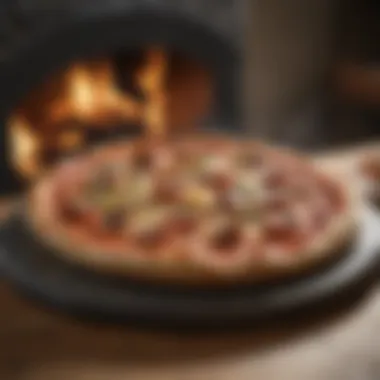 Ceramic Stone and Culinary Excellence Ceramic pizza stone with a beautifully cooked pizza