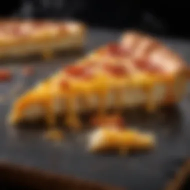 Cheese melting beautifully on pizza