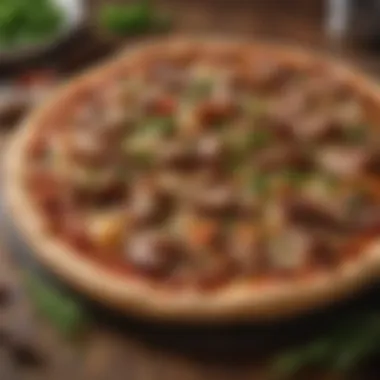 Aesthetic Presentation of Savory Creation Elegant Plating of BBQ Pork Pizza with Fresh Herbs
