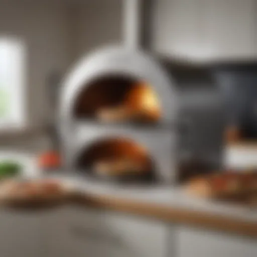 Artistic depiction of a compact pizza oven in a modern kitchen