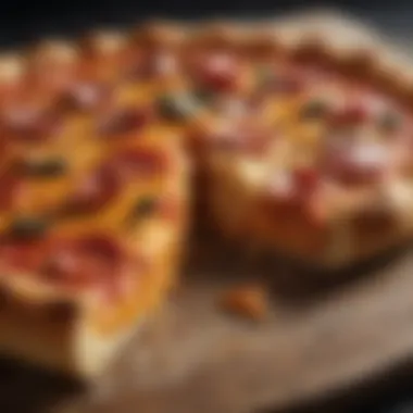 A close-up of a perfectly baked pizza showcasing a golden crust