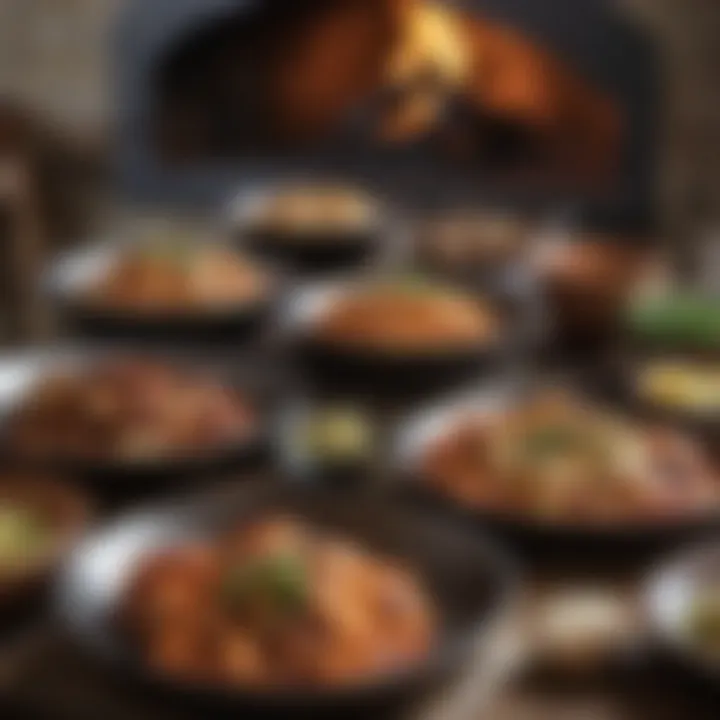 An array of mouthwatering dishes prepared in a woodfired oven