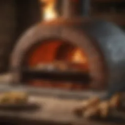 A beautifully crafted brick oven with flames visible inside