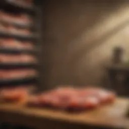 Homemade Prosciutto Curing in Cellar