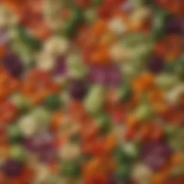 Colorful Vegetable Toppings An assortment of vibrant vegetables ready for topping a cauliflower pizza