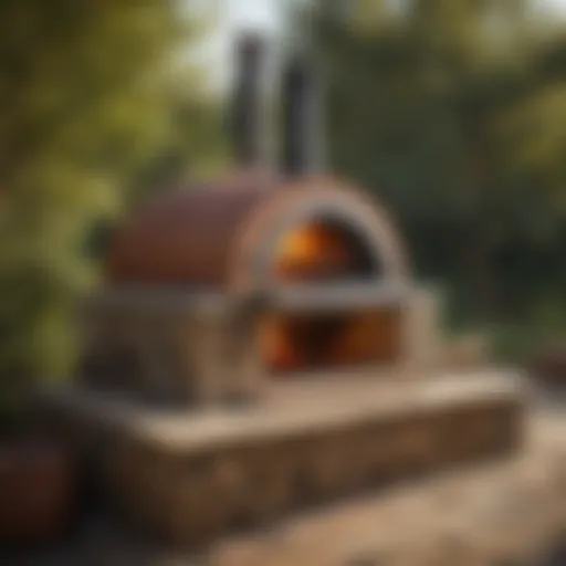 A beautifully crafted wood-fired pizza oven in a rustic outdoor setting